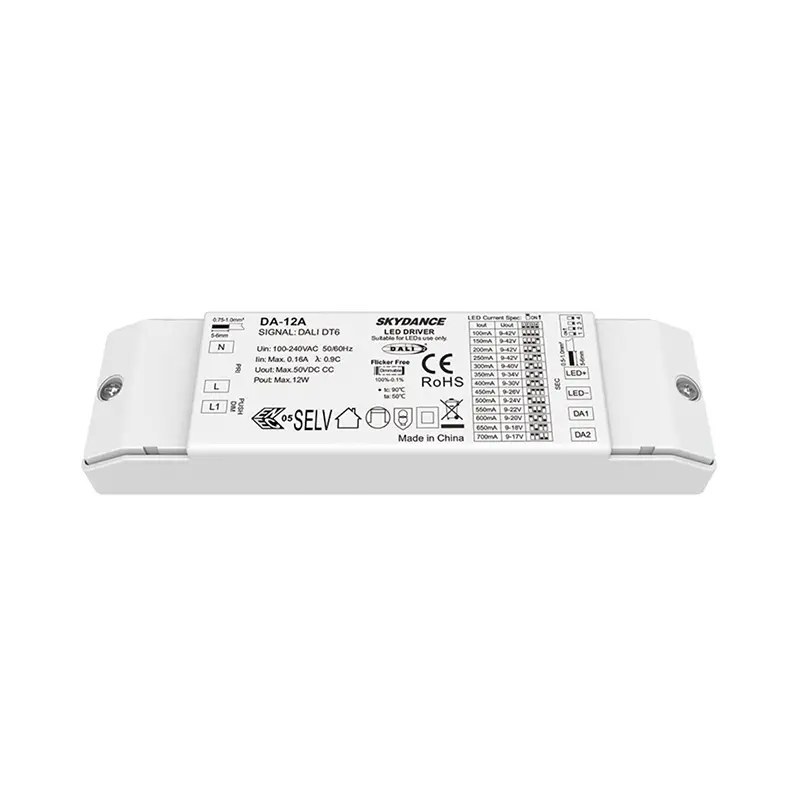 ไดร์เวอร์ LED DALI หรี่แสงได้คงที่ 12W ปัจจุบัน