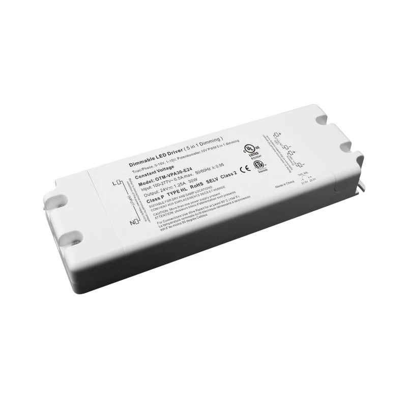 24V 30W 0-10V ไดร์เวอร์ LED ลดแสงแรงดันคงที่