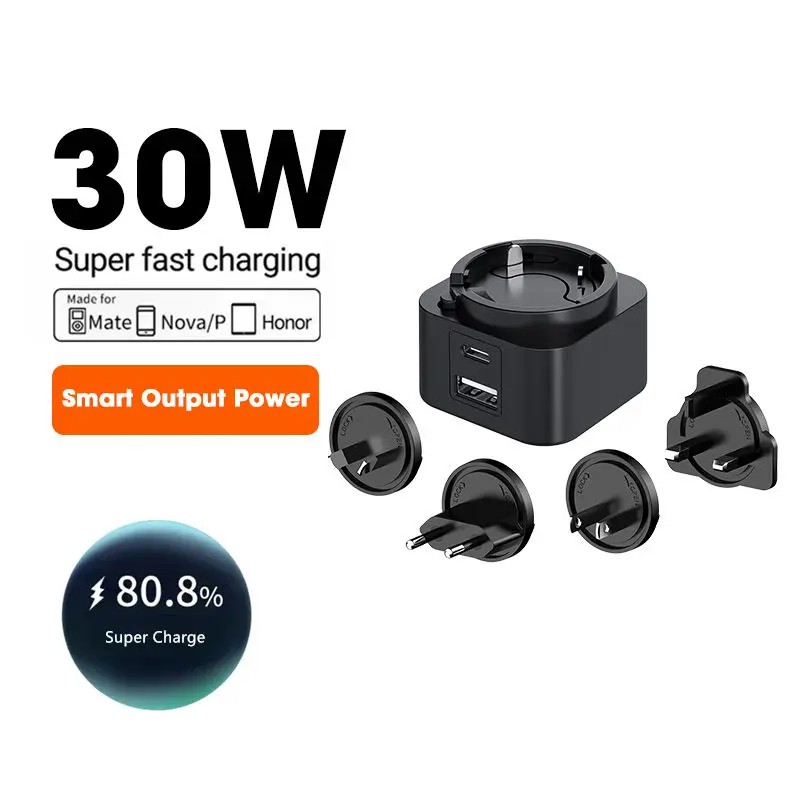เครื่องชาร์จ PD แบบปลั๊กเปลี่ยนได้ 30W