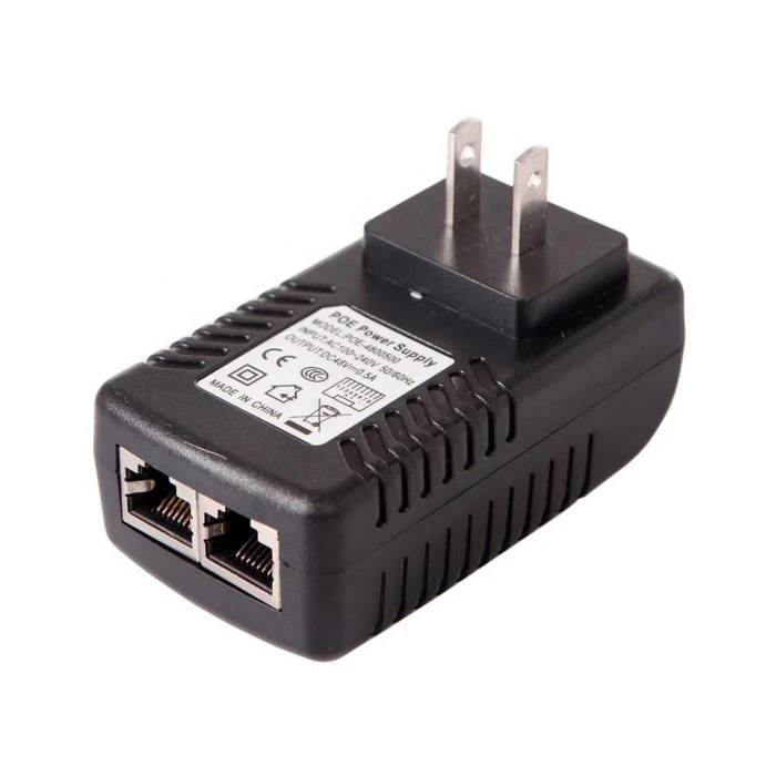อะแดปเตอร์อีเธอร์เน็ตหัวฉีด POE ปลั๊กติดผนัง 48V 0.5A
