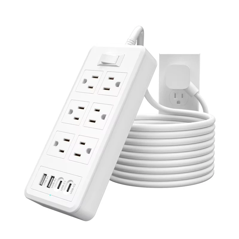 6 ช่อง 4 พอร์ต USB รางปลั๊กไฟของสหรัฐอเมริกา