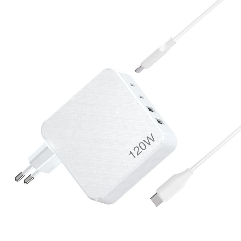 แล็ปท็อปเครื่องชาร์จติดผนังแบบหลายพอร์ต 120W GaN USB C Charger