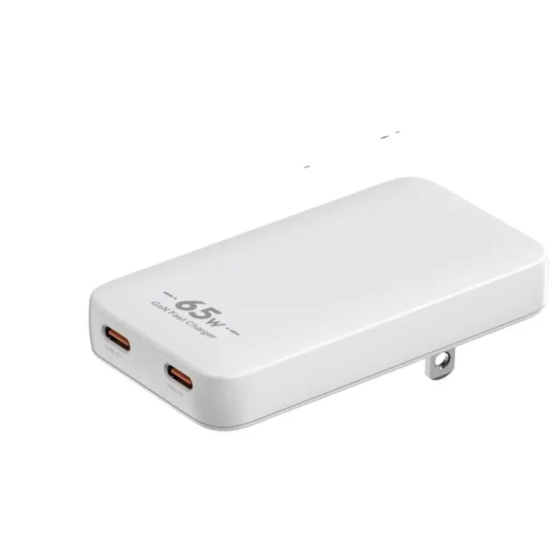 PD65W GaN USB-C อะแดปเตอร์ชาร์จติดผนังแบบบางเฉียบแบบสองพอร์ต